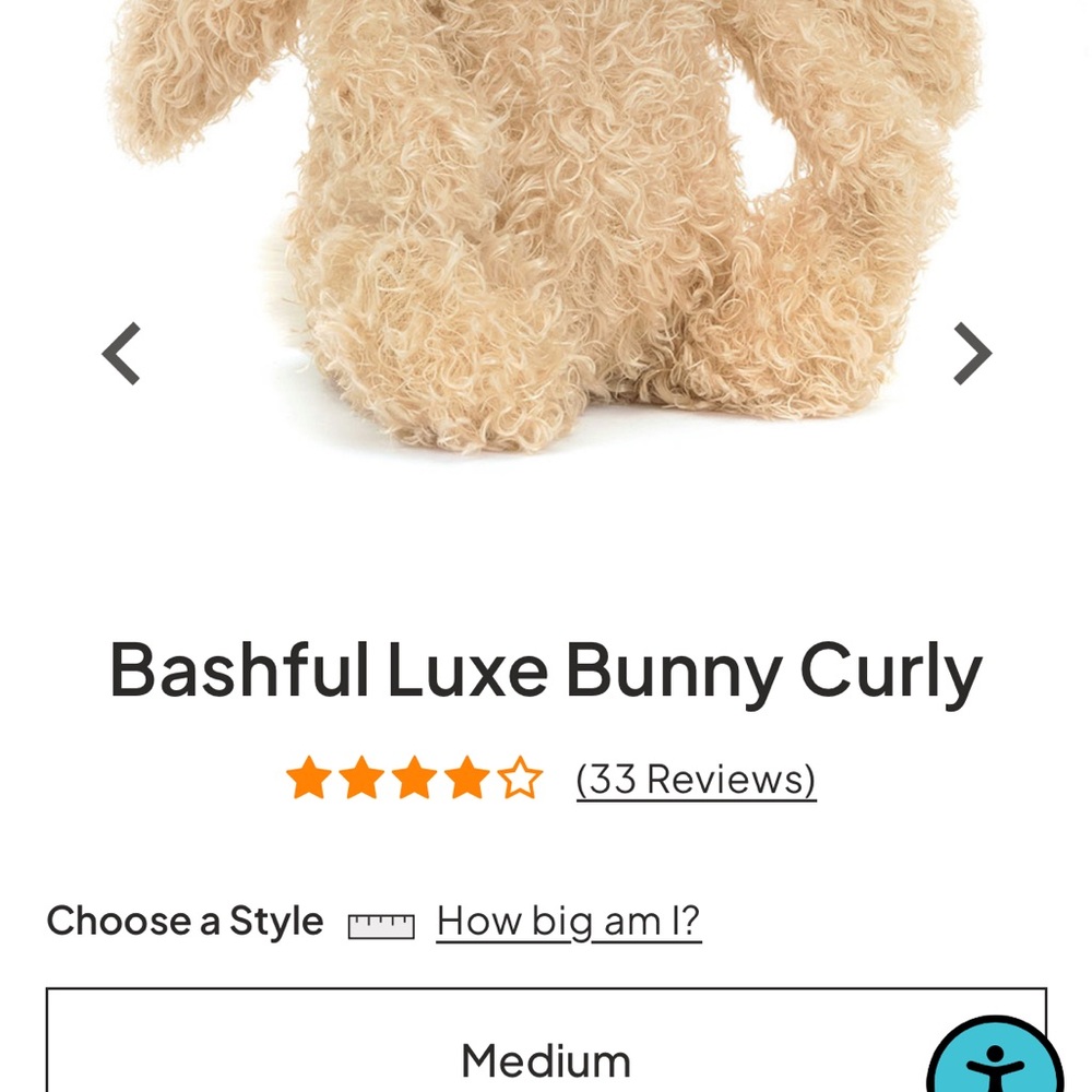 Jellycat Bashful Luxe Bunny Curly - Cream